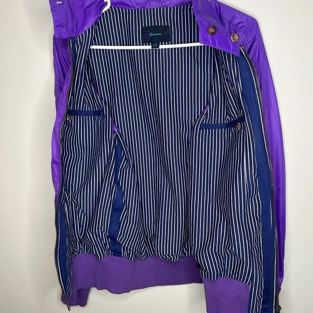 FACONNABLE Women's Size Medium Purple Jacket Lined Pattern Zip Up Button - Picture 14 of 14